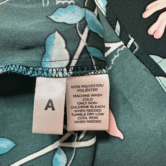 Loft Green Floral Flutter Cap Sleeve Belted Dress Size Small - Picture 16 of 16